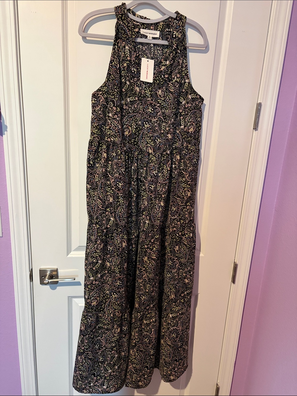 🖤 NWT Lucky Brand Black Paisley Maxi Dress Size Medium